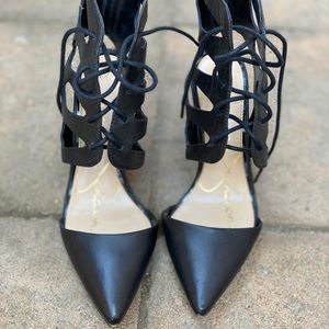 Black lace up pumps